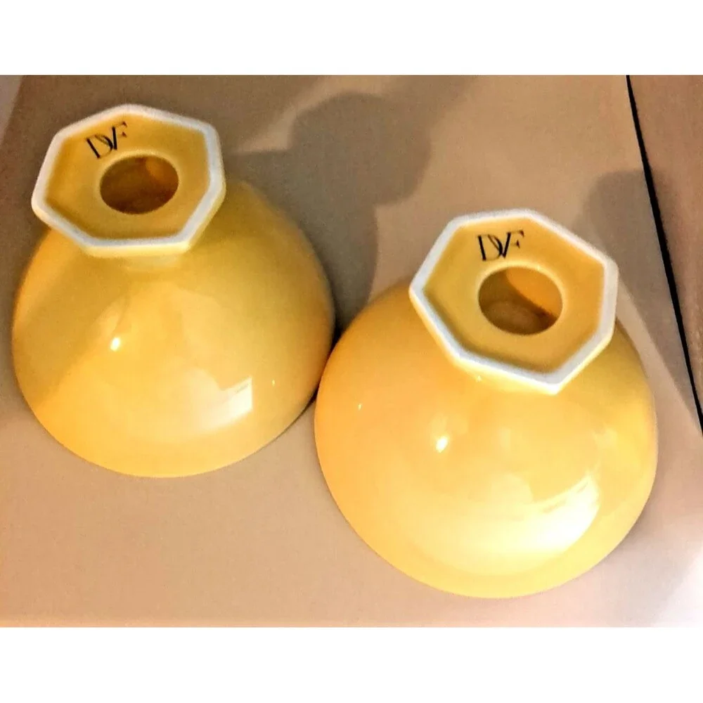 DIANE VON FURSTENBERG DVF Pebblestone Tamarind Yellow Footed Soup/Cereal Bowls